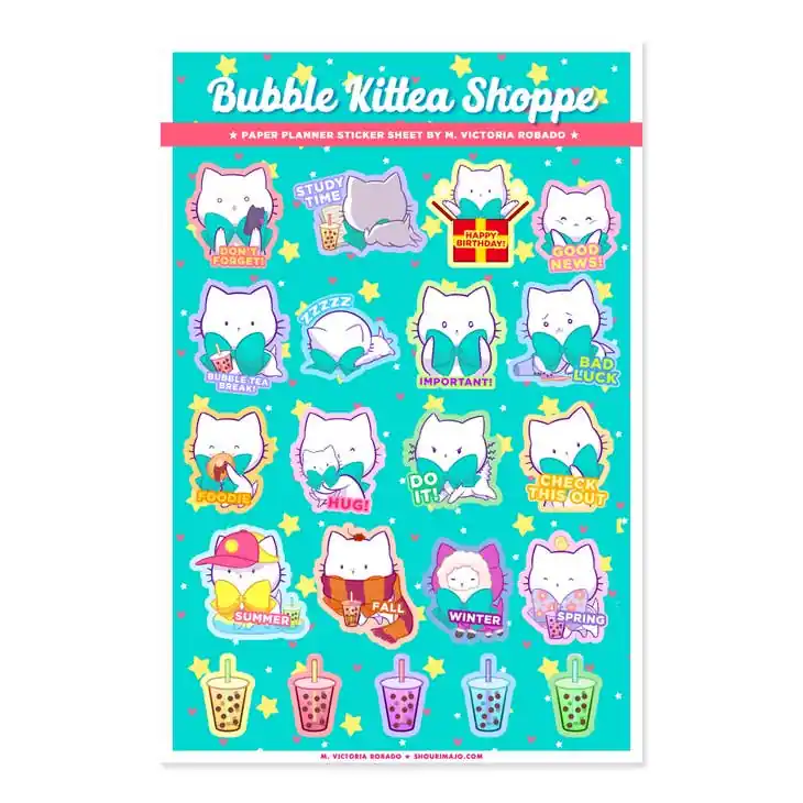 Limited Edition Bubble Kittea Planner Sticker Sheet