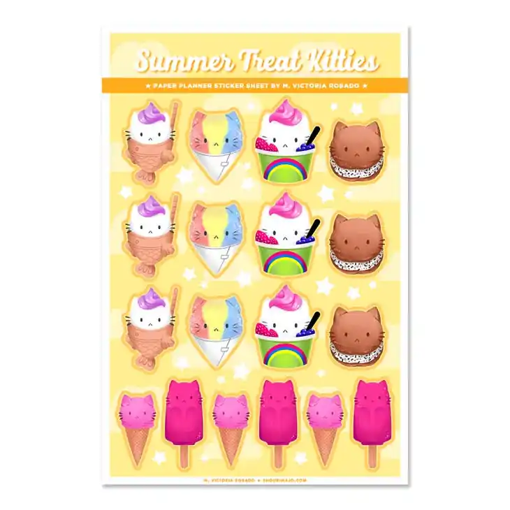 New Release Kitties Summer Treats Planner Sticker Sheet