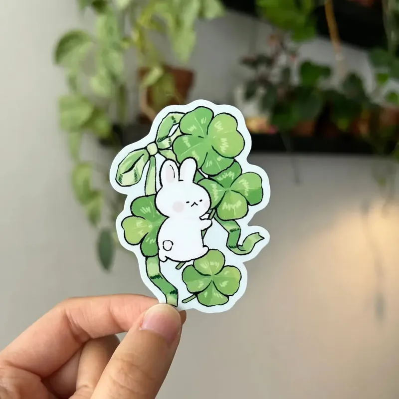 Next Day Delivery Clover Bunny Vinyl Sticker - Shooley