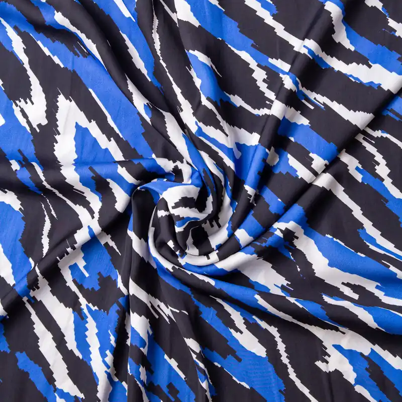 100% Polyester: Jagged Zebra in Royal - Per ½ Metre Express Delivery