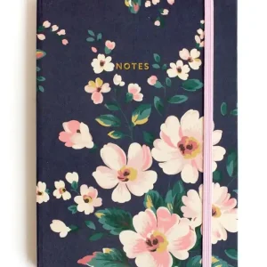 A5 Clothbound Notebook (Navy) - Autumn Floral - Vibes & Scribes Budget