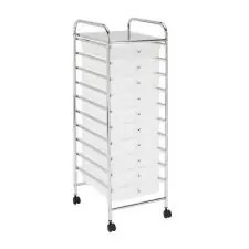 10-Drawer Mobile Cart, 35-13/16”H x 12-5/8”W x 14-3/8”D, White/Chrome | OfficeSupply.com Weekend Sale